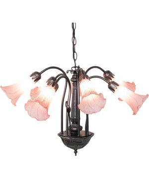 24" Wide Pink Tiffany Pond Lily 7 Light Chandelier