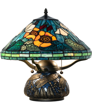 17" High Tiffany Poppy Table Lamp Beige/Orange/Burgandy