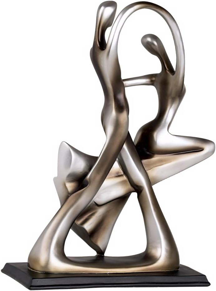 14.75"H Dancing Couple  Silver Finish Abstract Dance Sculpture