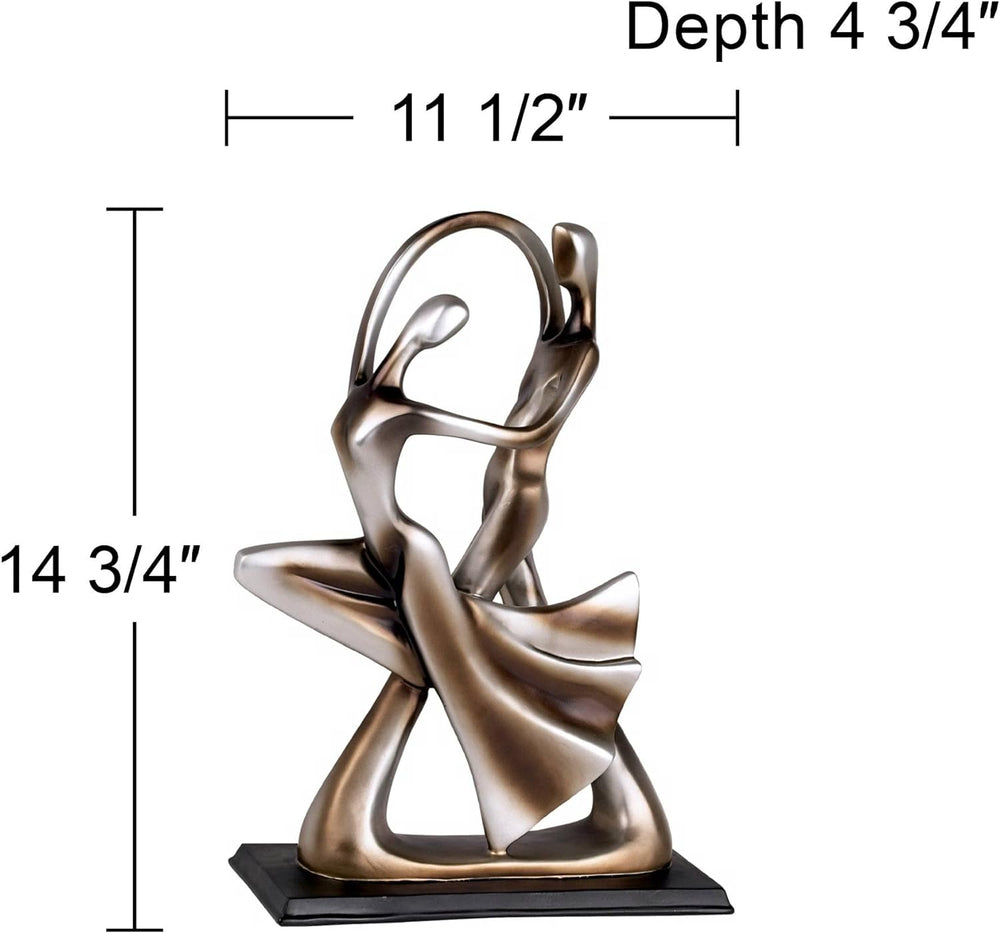 14.75"H Dancing Couple  Silver Finish Abstract Dance Sculpture