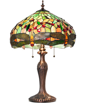 23" High Tiffany Hanginghead Dragonfly Table Lamp