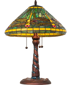 23" High Tiffany Dragonfly Table Lamp Green