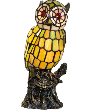 13" High Owl Accent Lamp Amber/Green/Pink
