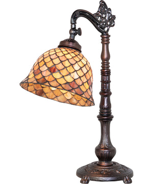 20" High Tiffany Fishscale Bridge Arm Table Lamp