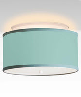 Moderne Flush Mount Conversion Kit 14"w Island Paradise Blue Drum Lampshade