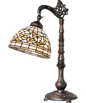 20" High Tiffany Turning Leaf Bridge Arm Table Lamp