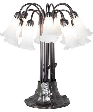 24" High White Tiffany Pond Lily 12 Light Table Lamp