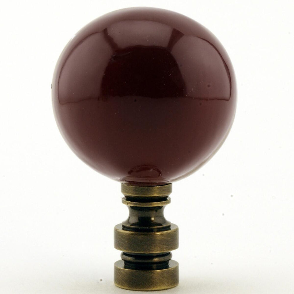 Finial Showcase Ceramic  40mm Burgundy Ball Antique Base Finial