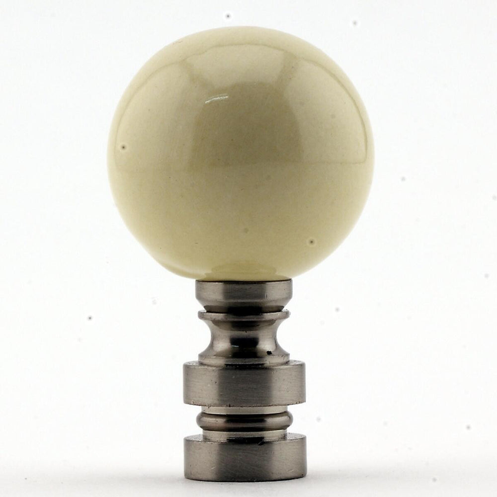 Finial Showcase Ceramic  35mm Ivory Ball Nickel Base Finial