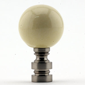 2"H Ceramic  35mm Ivory Ball Nickel Base Finial