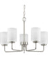 Merry 5-Light Etched Glass Transitional Style Chandelier Light Brushed Nickel