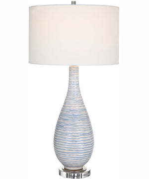 Clariot Ribbed Blue Table Lamp