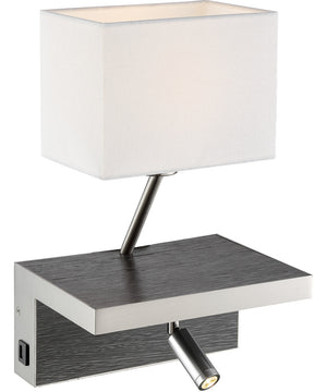 Sandy 2-Light Wall Lamp Charcoal/Brushed Nickel/White Linen