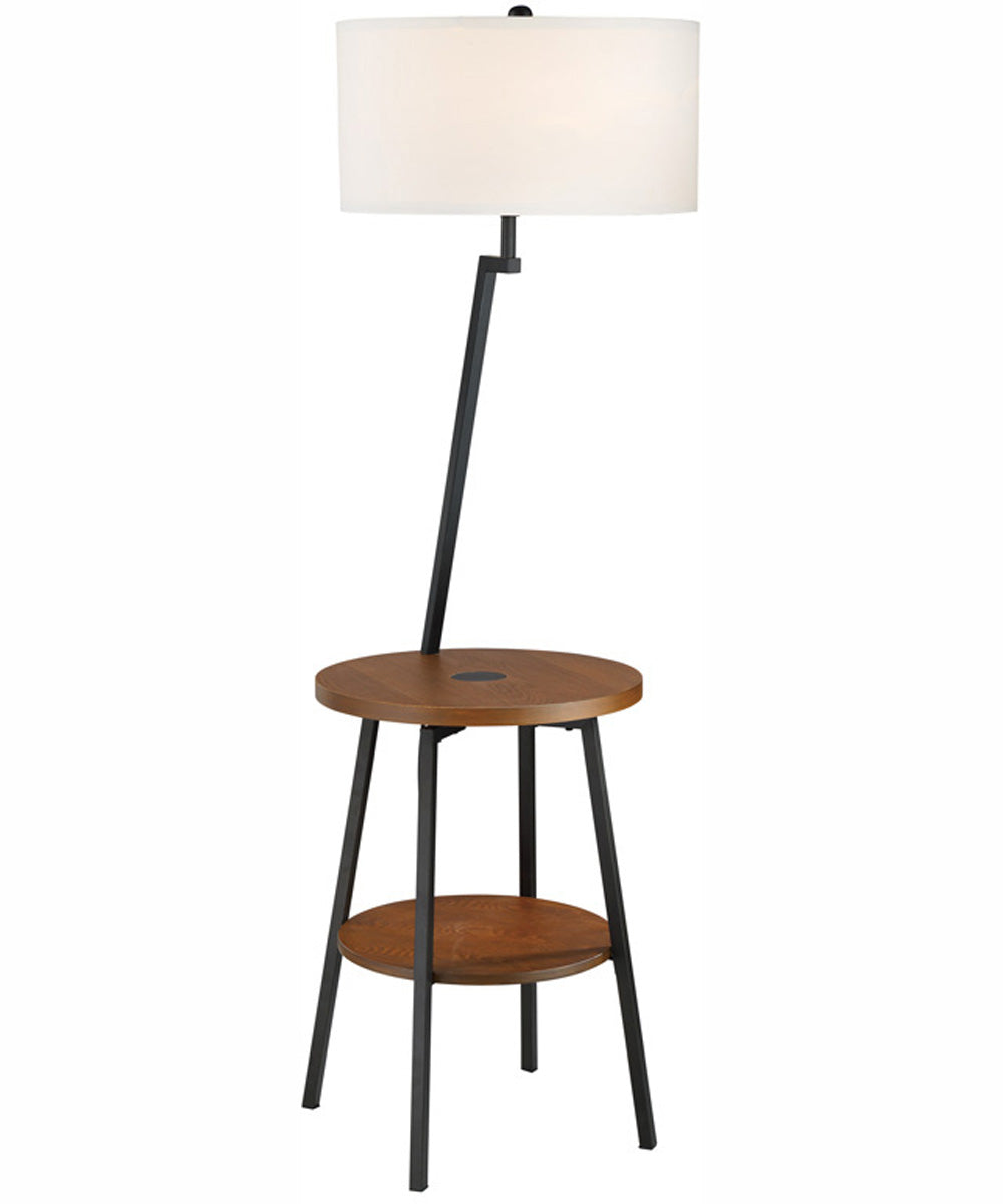 Lemington 1-Light Floor Lamp With Wireless Charging Pad Black/Wood/White