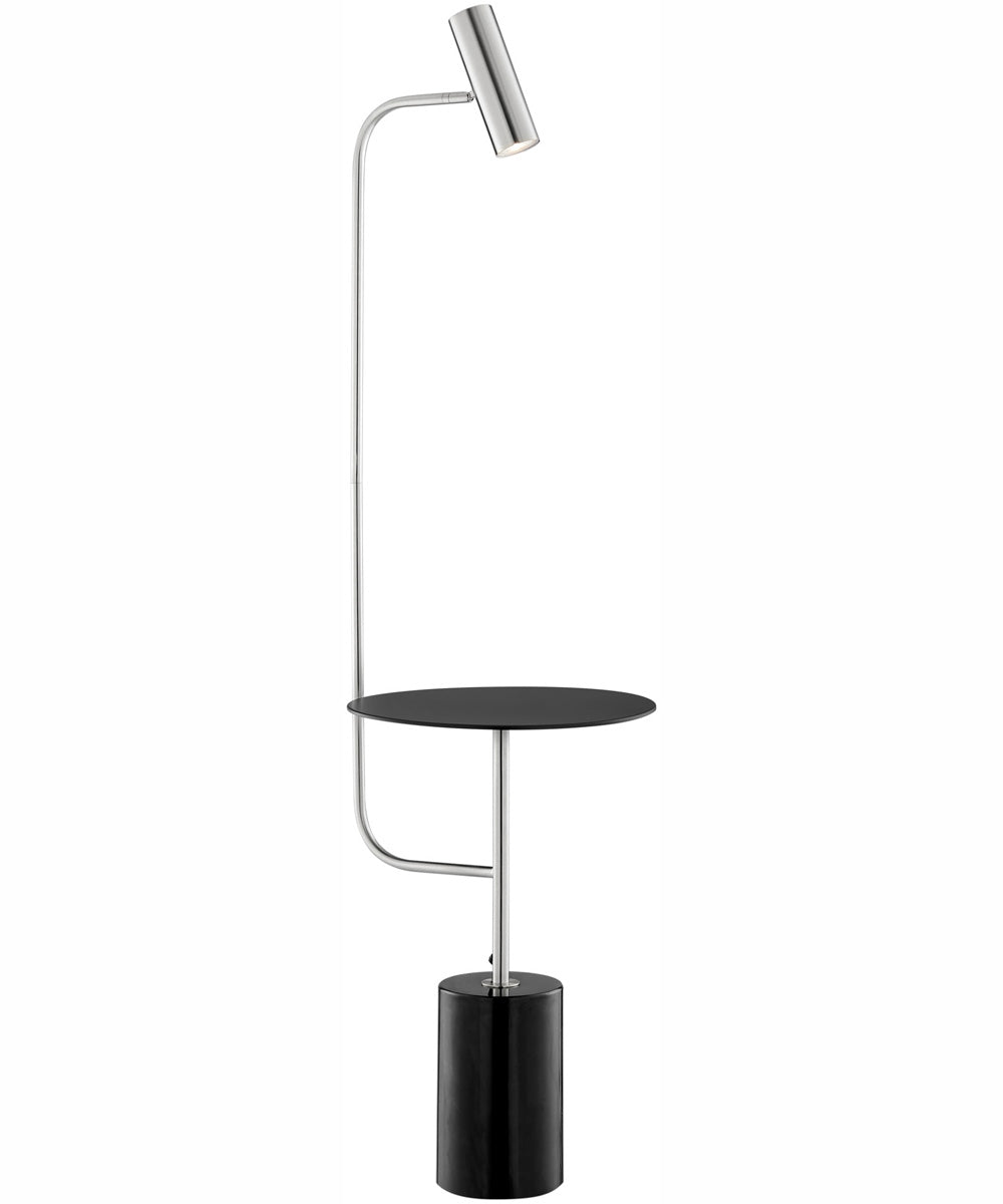 Tatum 1-Light Floor Lamp With Table Brushed Nickel/Black Marble
