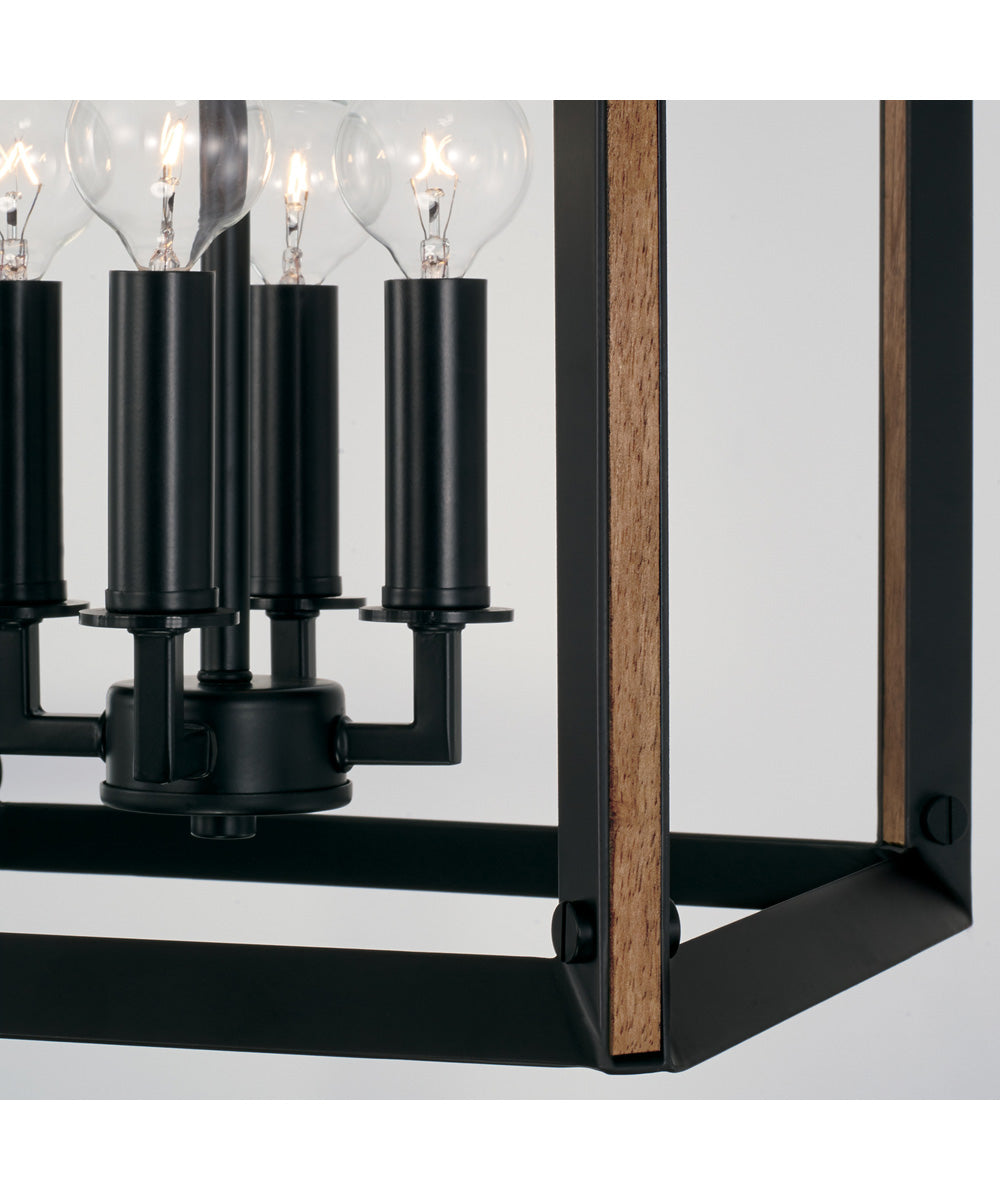 Rowe 4-Light Foyer Matte Black and Brown Wood