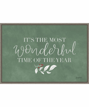 Framed Green Christmas IV by Becky Thorns Canvas Wall Art Print (33 W x 23 H), Sylvie Greywash Frame