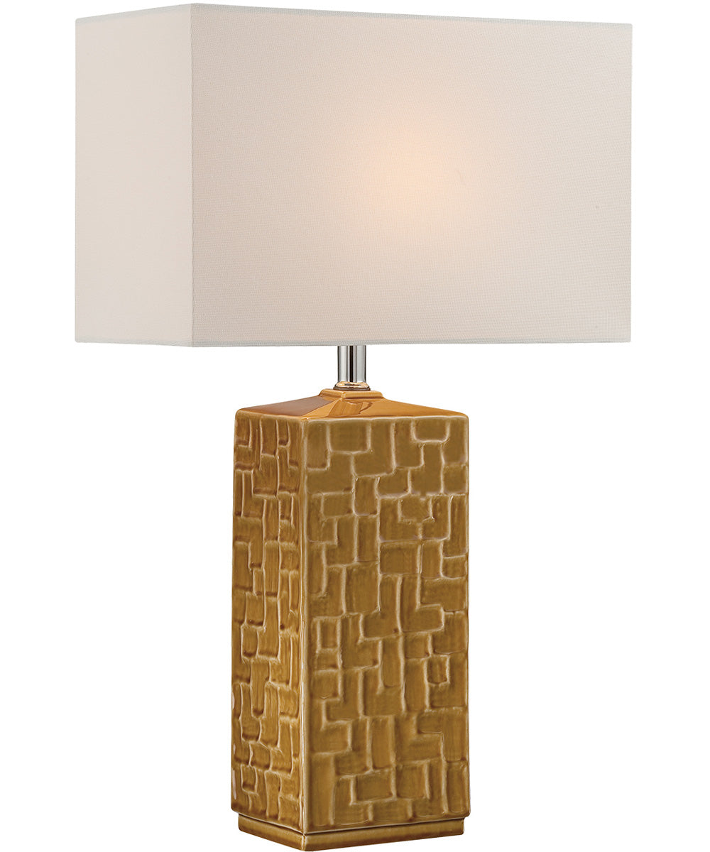 Monico 1-Light Table Lamp Mustard Ceramic Body/L.Beige Fabric