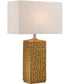 Monico 1-Light Table Lamp Mustard Ceramic Body/L.Beige Fabric