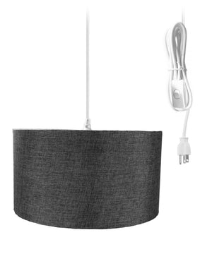 8"W 1 Light Swag Plug-In Pendant  Granite Gray Shade White Cord
