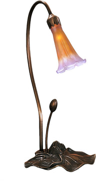 16"H Amber/Purple Pond Lily Accent Lamp