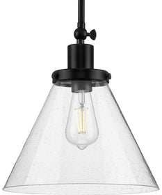 Hinton 1-Light Seeded Glass Vintage Style Hanging Pendant Light Matte Black