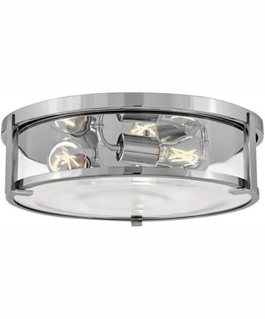 Lowell 3-Light Large Flush Mount in Chrome with Clear glass