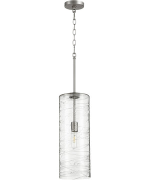 1-light Pendant Satin Nickel w/ Textured Glass