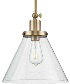 Hinton 1-Light Seeded Glass Vintage Style Hanging Pendant Light Vintage Brass