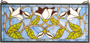 11"H x 25"W Magnolia Stained Glass Window