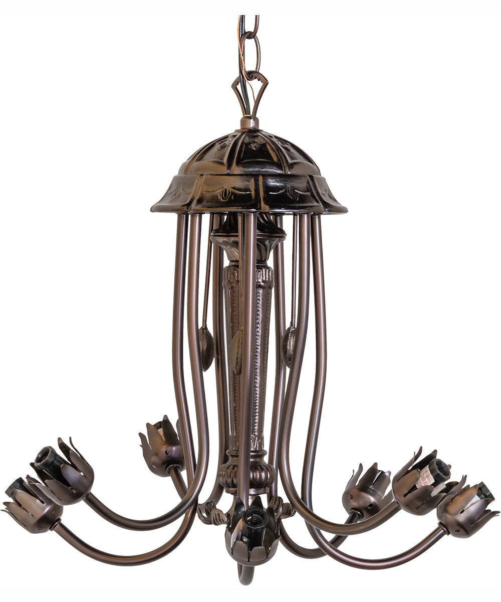 24" Wide Amber Tiffany Pond Lily 7 Light Chandelier