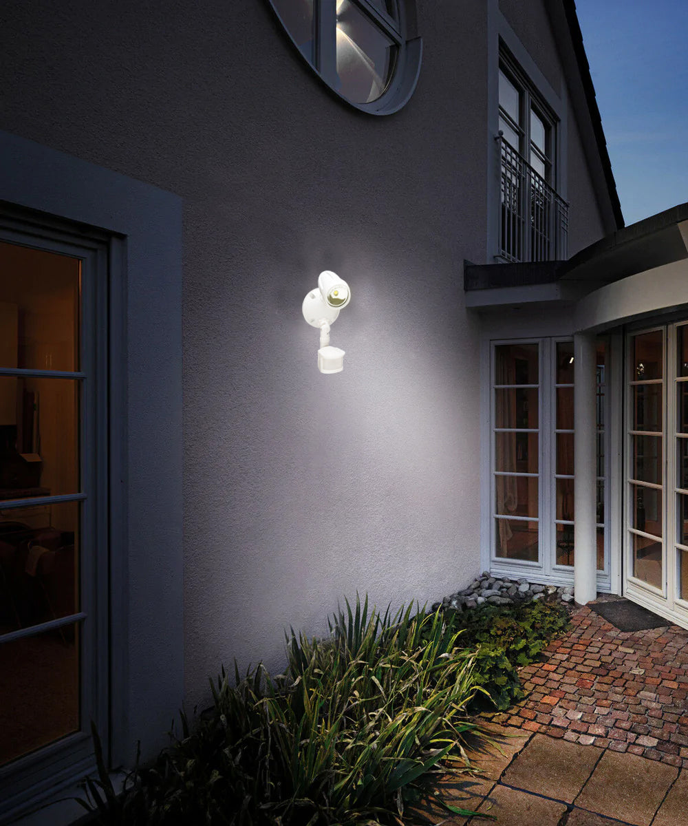 LED Outdoor Security Light 180 Degree Motion Sensor Activated, White Finish 11"H