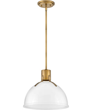 Argo 1-Light Small Pendant in Heritage Brass with Cased Opal Glass