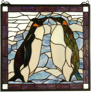 20"H x 19"W Penguin Stained Glass Window