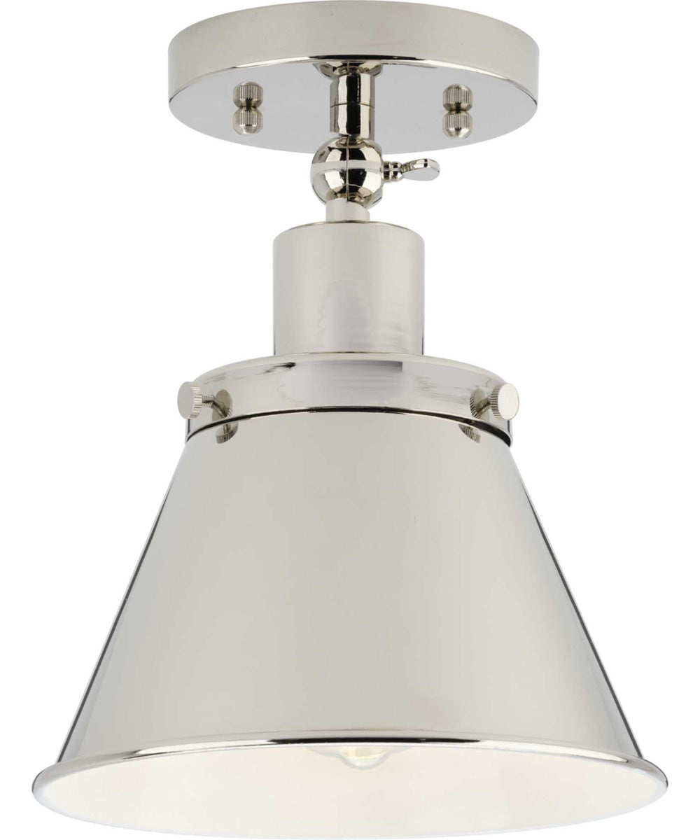 Hinton 1-Light Vintage Style Ceiling Light Polished Nickel