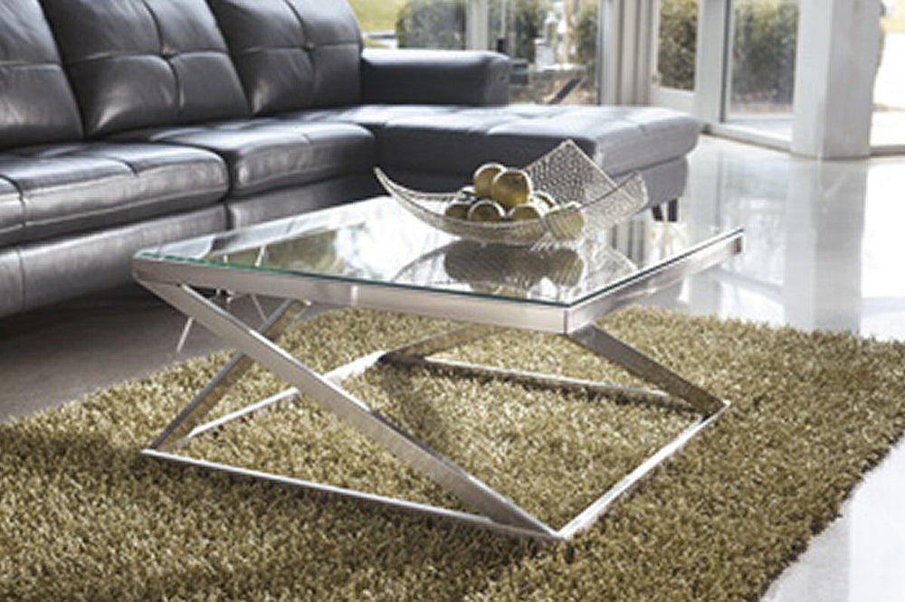 16"H Coylin Square Cocktail Table Brushed Nickel