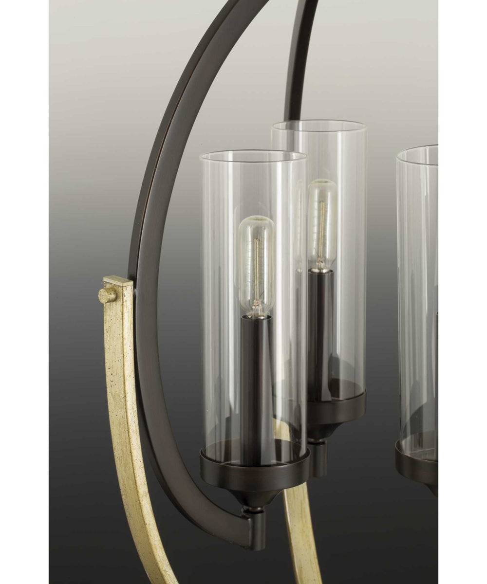 Evoke 3-Light Clear Glass Luxe Chandelier Light Antique Bronze