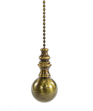1"W Antique Brass Sphere Fan Pull