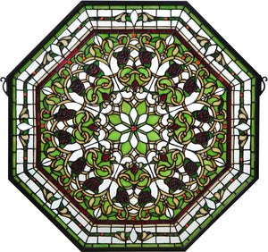 25"H Floral Stained Glass Window