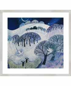 Snowy Night by Lisa Graa Jensen Wood Framed Wall Art Print (25  W x 23  H), Svelte Silver Frame