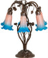 18" High Pink/Blue Tiffany Pond Lily 6 Light Table Lamp