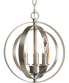 Equinox 3-Light New Traditional Sphere Pendant Light Burnished Silver