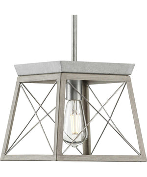 Briarwood 1-Light Galvanized Bleached Oak Farmhouse Style Hanging Mini-Pendant Light Galvanized Finish