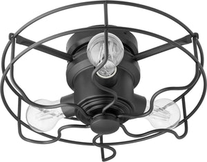 14"W Windmill 3-light LED Ceiling Fan Light Kit Noir