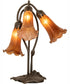 16" High Amber Tiffany Pond Lily 3 Light Accent Lamp