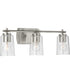 Adley 3-Light Clear Glass New Traditional Bath Vanity Light Brushed Nickel