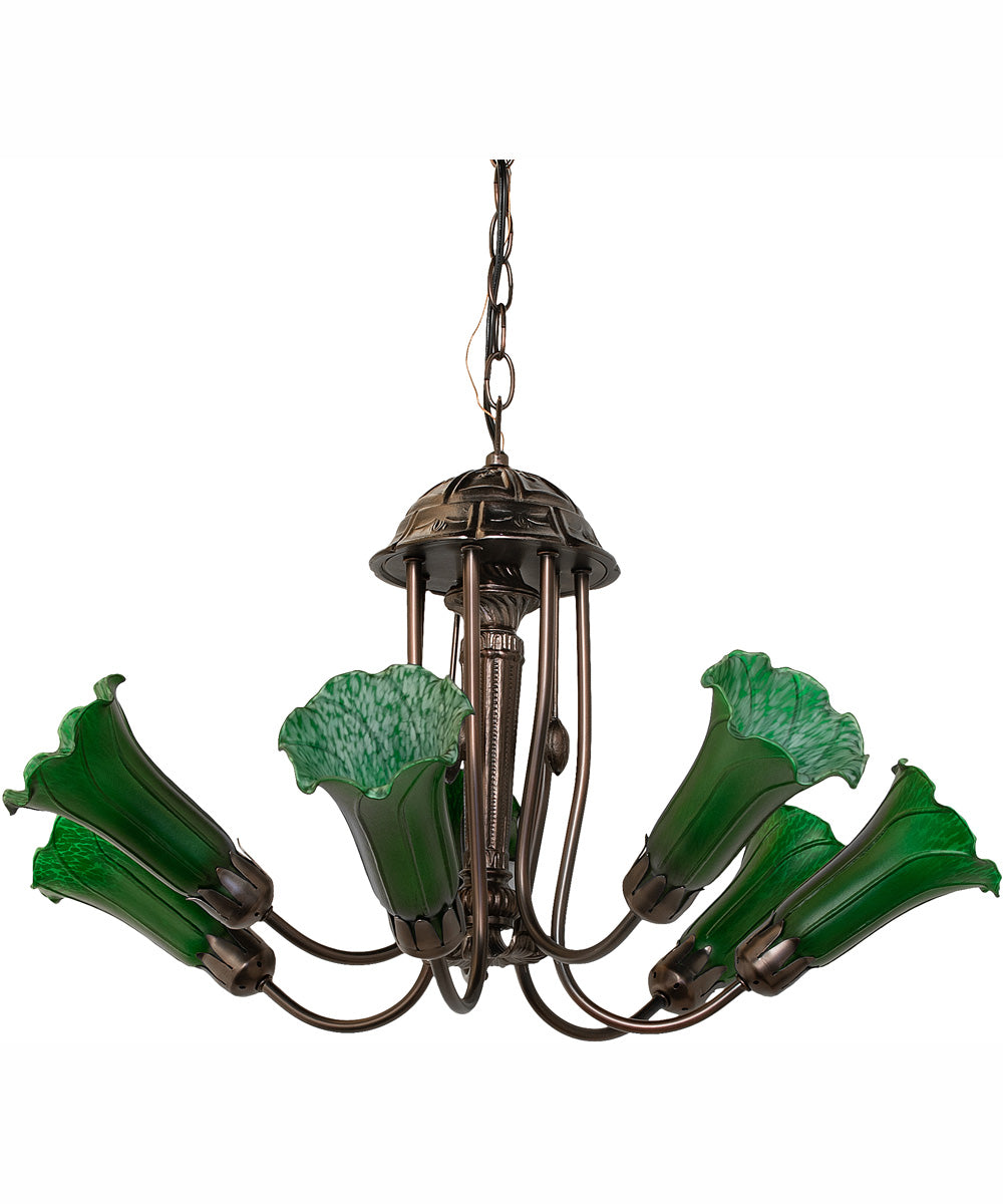 24" Wide Green Tiffany Pond Lily 7 Light Chandelier