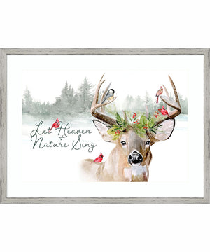 Holiday Deer Collection A by Jennifer Paxton Parker Wood Framed Wall Art Print (25  W x 19  H), Shiplap White Narrow Frame