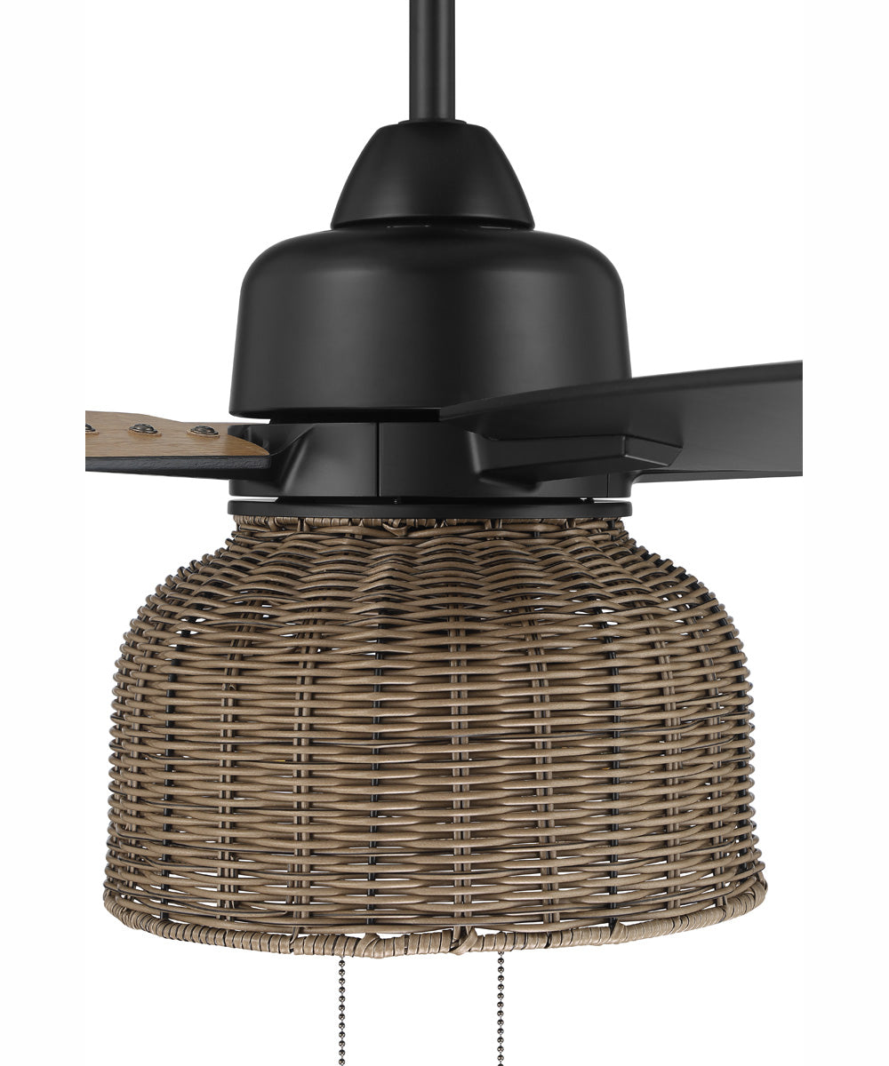 52" Woven 3-Light Indoor/Outdoor Ceiling Fan Flat Black