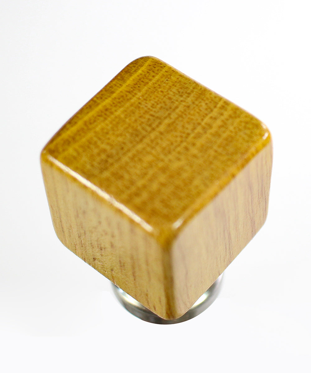 2"H Cube Wooden Lamp Finial Vintage Oak